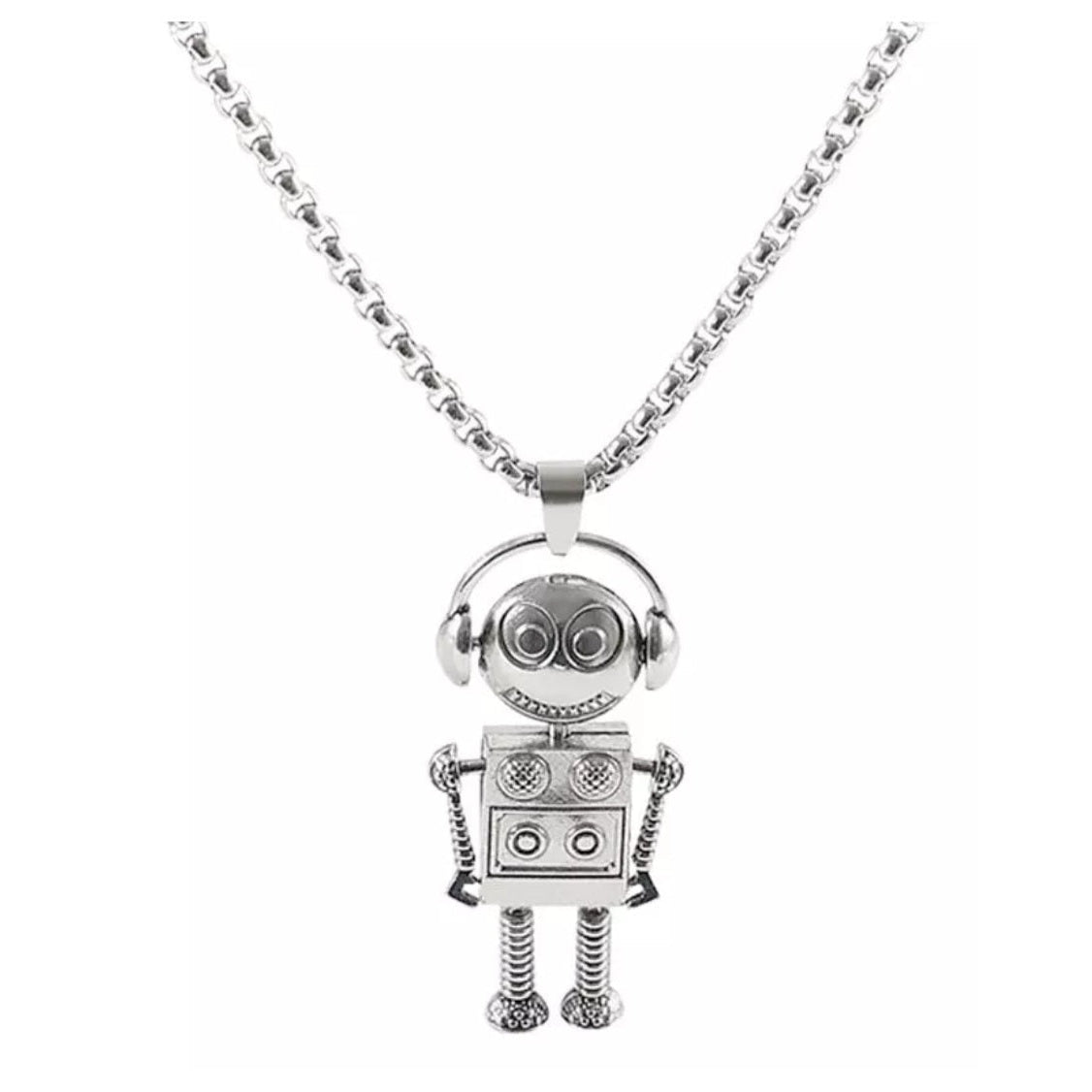 Stainless Steel Moveable Fidget Robot Pendant 6.99