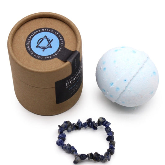 Sandalwood Shea Butter Bath Bomb With Hidden Sodalite Fidget Bracelet £9.99